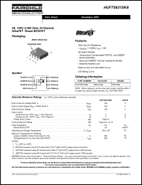 HUF75831SK8T datasheet: 3A, 150V, 0.095 Ohm, N-Channel, UltraFET Power MOSFET HUF75831SK8T