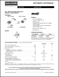 HUF75842S3S datasheet: 43A, 150V, 0.042 Ohm, N-Channel, UltraFET Power MOSFET HUF75842S3S