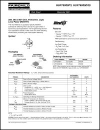 HUF76009D3S datasheet: 20A, 20V, 0.027 Ohm, N-Channel, Logic Level Power MOSFETs HUF76009D3S