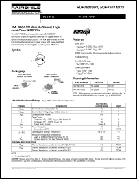 HUF76013P3 datasheet: 20A, 20V, 0.027 Ohm, N-Channel, Logic Level Power MOSFETs HUF76013P3