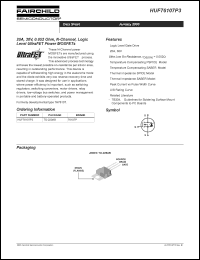 HUF76107P3 datasheet: 20A, 30V, 0.052 Ohm, N-Channel, Logic Level UltraFET Power MOSFETs HUF76107P3