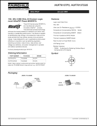 HUF76137S3S datasheet: 75A, 30V, 0.009 Ohm, N-Channel, Logic Level UltraFET Power MOSFETs HUF76137S3S