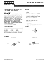 HUF76139P3 datasheet: 75A, 30V, 0.0075 Ohm, N-Channel, Logic Level UltraFET Power MOSFETs HUF76139P3