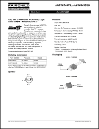 HUF76145P3 datasheet: 75A, 30V, 0.0045 Ohm N-Channel, Logic Level UltraFET Power MOSFETs HUF76145P3