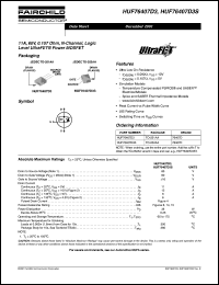 HUF76407D3 datasheet: 11A, 60V, 0.107 Ohm, N-Channel, Logic Level UltraFET Power MOSFET HUF76407D3