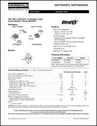 HUF76432P3 datasheet: 55A, 60V, 0.019 Ohm, N-Channel, Logic Level UltraFET Power MOSFET HUF76432P3