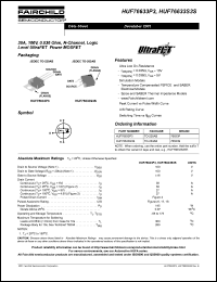 HUF76633P3 datasheet: 38A, 100V, 0.036 Ohm, N-Channel, Logic Level UltraFET Power MOSFET HUF76633P3