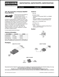 HUFA75337P3 datasheet: 75A, 55V, 0.014 Ohm, N-Channel UltraFET Power MOSFETs HUFA75337P3