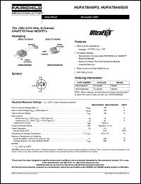 HUFA75645P3 datasheet: 75A, 100V, 0.014 Ohm, N-Channel, UltraFET Power MOSFETs HUFA75645P3