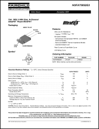 HUFA75652G3 datasheet: 75A, 100V, 0.008 Ohm, N-Channel UltraFET Power MOSFET HUFA75652G3