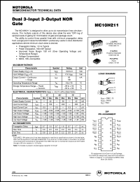 MC10H211FNR2 datasheet: Dual 3-Input 3-Output NOR Gate MC10H211FNR2