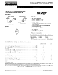 HUFA76407D3S datasheet: 11A, 60V, 0.107 Ohm, N-Channel, Logic Level UltraFET Power MOSFETs HUFA76407D3S
