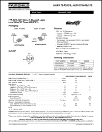 HUFA76409D3S datasheet: 17A, 60V, 0.071 Ohm, N-Channel, Logic Level UltraFET Power MOSFETs HUFA76409D3S