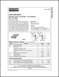 HUFA76413DK8 datasheet: N-Channel Logic Level UltraFET R Power MOSFET 60V, 4.8A, 56mOhm HUFA76413DK8
