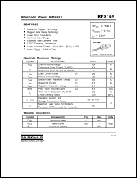 IRF510A datasheet: N-CHANNEL POWER MOSFET IRF510A