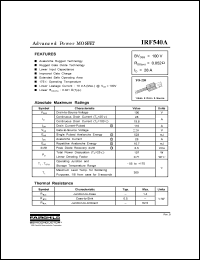 IRF540A datasheet: N-CHANNEL POWER MOSFET IRF540A