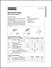 IRFS840B datasheet: 500V N-Channel MOSFET IRFS840B