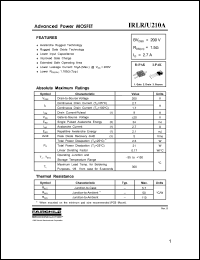 IRLR210A datasheet: Power MOSFET IRLR210A