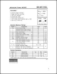 IRLU230A datasheet: Power MOSFET IRLU230A