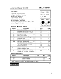 IRLW640A datasheet: Power MOSFET IRLW640A