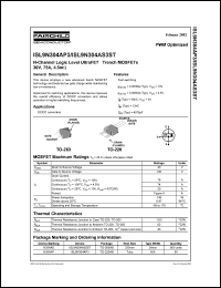 ISL9N304AS3ST datasheet: N-Channel Logic Level UltraFET R Trench MOSFETs 30V, 75A, 4.5mOhm ISL9N304AS3ST