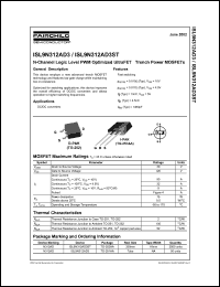 ISL9N312AD3ST datasheet: N-Channel Logic Level PWM Optimized UltraFET  Trench Power MOSFETs ISL9N312AD3ST