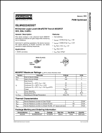 ISL9N322AD3ST datasheet: N-Channel Logic Level UltraFET Trench MOSFET 30V, 20A, 0.022 - Ohm ISL9N322AD3ST