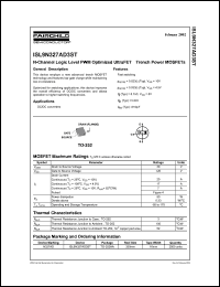 ISL9N327AD3ST datasheet: N-Channel Logic Level PWM Optimized UltraFET Trench Power MOSFETs ISL9N327AD3ST