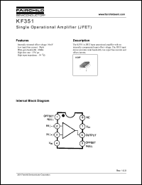 KF351 datasheet: Single Operational Amplifier (JFET) KF351