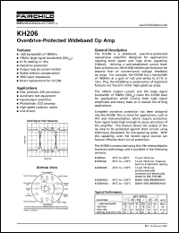 KH206 datasheet: Overdrive-Protected Wideband Op Amp KH206
