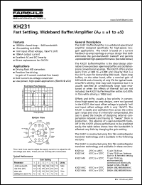 KH231 datasheet: Fast Settling, Wideband Buffer/Amplifier (Av = 1 to 5) KH231