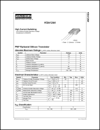 KSA1244 datasheet: PNP Epitaxial Silicon Transistor KSA1244