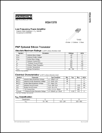 KSA1378 datasheet: PNP Epitaxial Silicon Transistor KSA1378