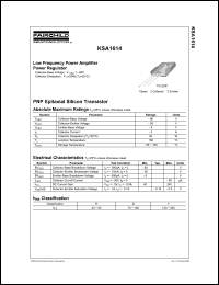KSA1614 datasheet: PNP Epitaxial Silicon Transistor KSA1614