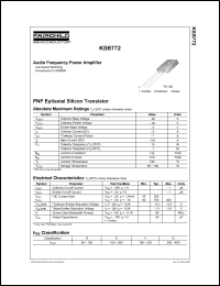 KSB772 datasheet: PNP Epitaxial Silicon Transistor KSB772