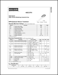 KSC2751 datasheet: NPN Epitaxial Silicon Transistor KSC2751