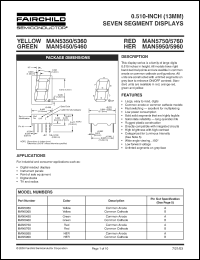 MAN5350 datasheet: 0.510--INCH (13MM) SEVEN SEGMENT DISPLAYS MAN5350