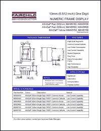 MAN5Y60 datasheet: 13mm (0.512 inch) One Digit NUMERIC FRAME DISPLAY MAN5Y60