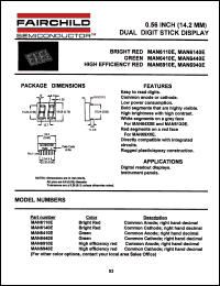 MAN6140E datasheet: 0.56 INCH (14.2MM) DUAL DIGIT STICK DISPLAY MAN6140E