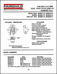 MAN6411C datasheet: 0.56 INCH (14.2MM) DUAL DIGIT STICK DISPLAY DIAMOND Font MAN6411C