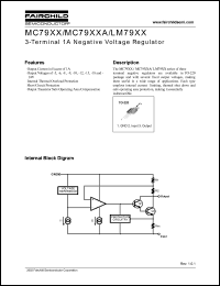 MC7906 datasheet: 3-Terminal 1A Negative Voltage Regulator MC7906