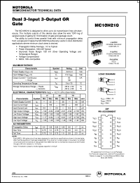 MC10H210FNR2 datasheet: Dual 3-Input 3-Output OR Gate MC10H210FNR2