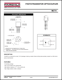 MCT4 datasheet: PHOTOTRANSISTOR OPTOCOUPLERS MCT4