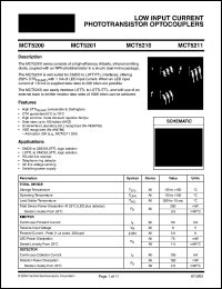 MCT5200 datasheet: HIGH-PERFORMANCE AlGaAs PHOTOTRANSISTOR OPTOCUPLERS MCT5200