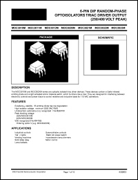 MOC3020-M datasheet: 6-PIN DIP RANDOM-PHASE OPTOISOLATORS TRIAC DRIVER OUTPUT (250/400 VOLT PEAK) MOC3020-M