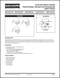 MOC3062-M datasheet: 6-Pin DIP Zero-Cross Optoisolators Triac Driver Output (600 Volts Peak) MOC3062-M