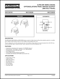 MOC3081-M datasheet: 6-Pin DIP Zero-Cross Optoisolators Triac Driver Output (800 Volts Peak) MOC3081-M