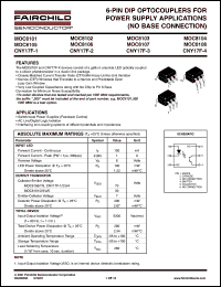 MOC8101 datasheet: 6-PIN DIP OPTOCOUPLERS FOR POWER SUPPLY APPLICATIONS (NO BASE CONNECTION) MOC8101