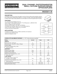 MOCD211-M datasheet: Dual Channel Small Outline Optoisolators Transistor Output MOCD211-M