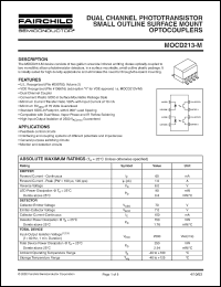 MOCD213-M datasheet: DUAL CHANNEL PHOTOTRANSISTOR SMALL OUTLINE SURFACE MOUNT OPTOCOUPLERS MOCD213-M